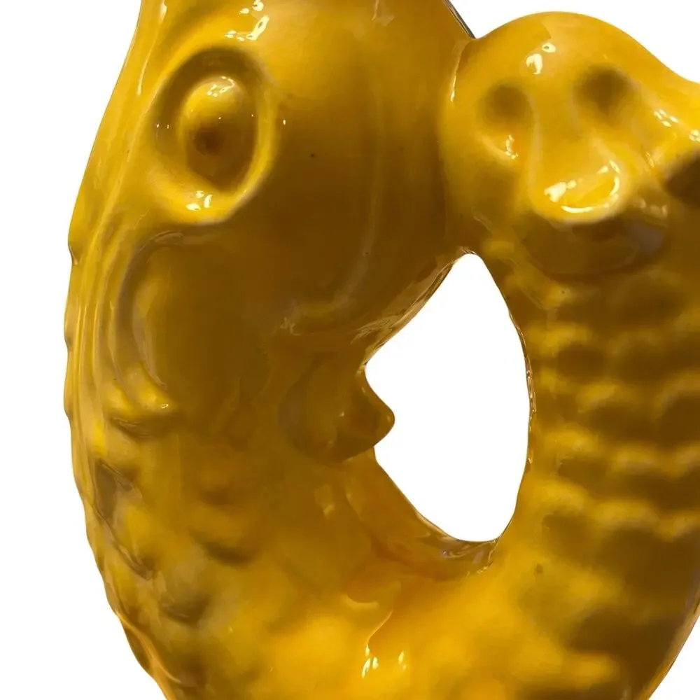Villa Bologna Malta Gluggle Fish Vase Glossy Yellow Ceramic Vase Stickered